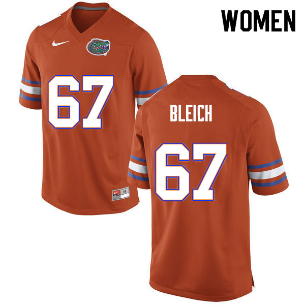 Women #67 Christopher Bleich Florida Gators College Football Jerseys Sale-Orange